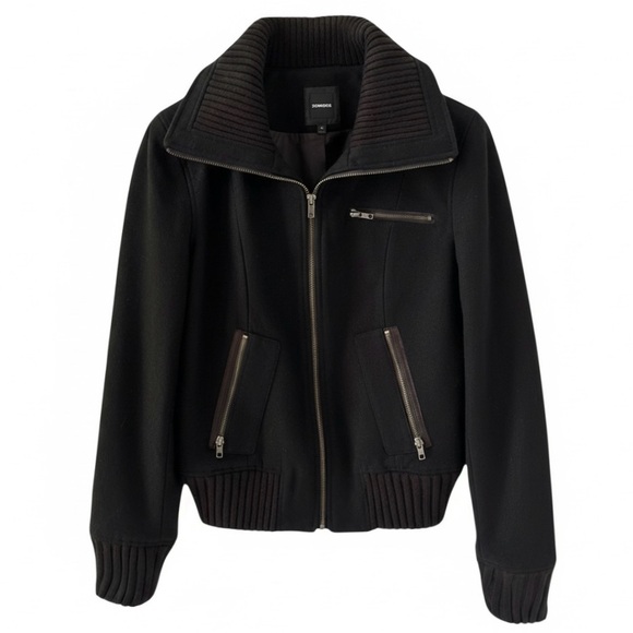 NEW Express Black Wide Collar Wool Blend Bomber Jacket Size Medium - Picture 11 of 11